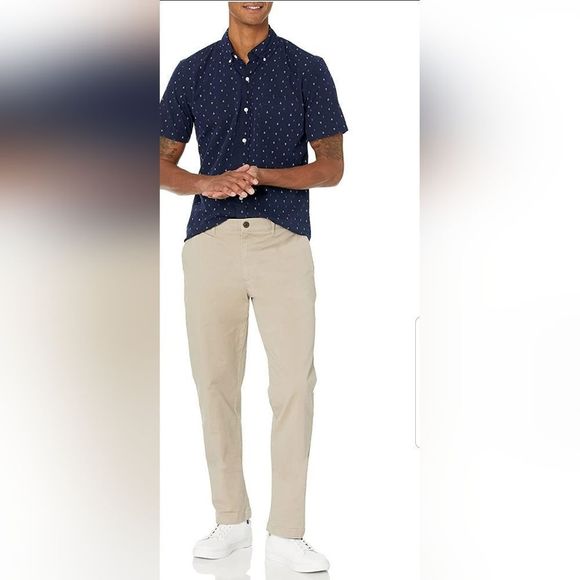 Good Threads Khaki Chino Pants Flat Front Slim Fit Stretch Stone NWT Sz. 32WX36L - Picture 6 of 9